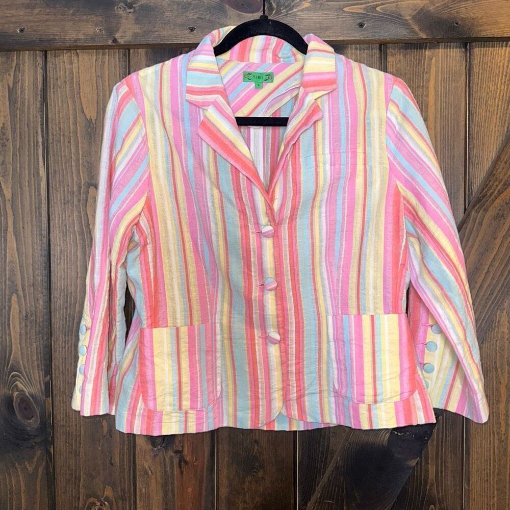 TIBI Vintage Striped Blazer Jacket